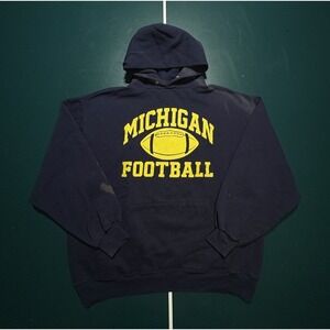 Vintage Michigan Wolverines Football Hoodie Sweatshirt Mens Large Faded Blue 90s
